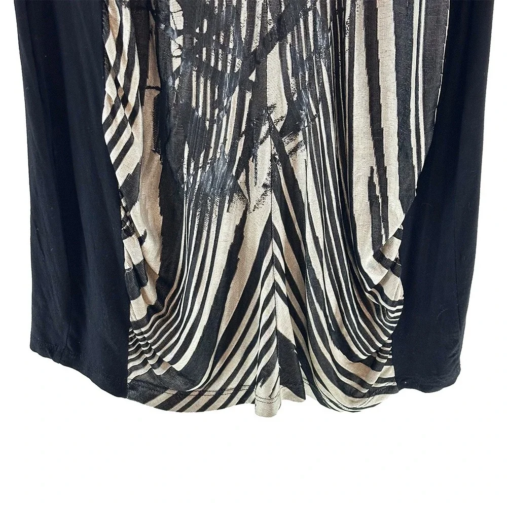 LEGATTE Vintage Designer Y2K‎ Abstract Jersey Midi Dress • 14 • black, beige